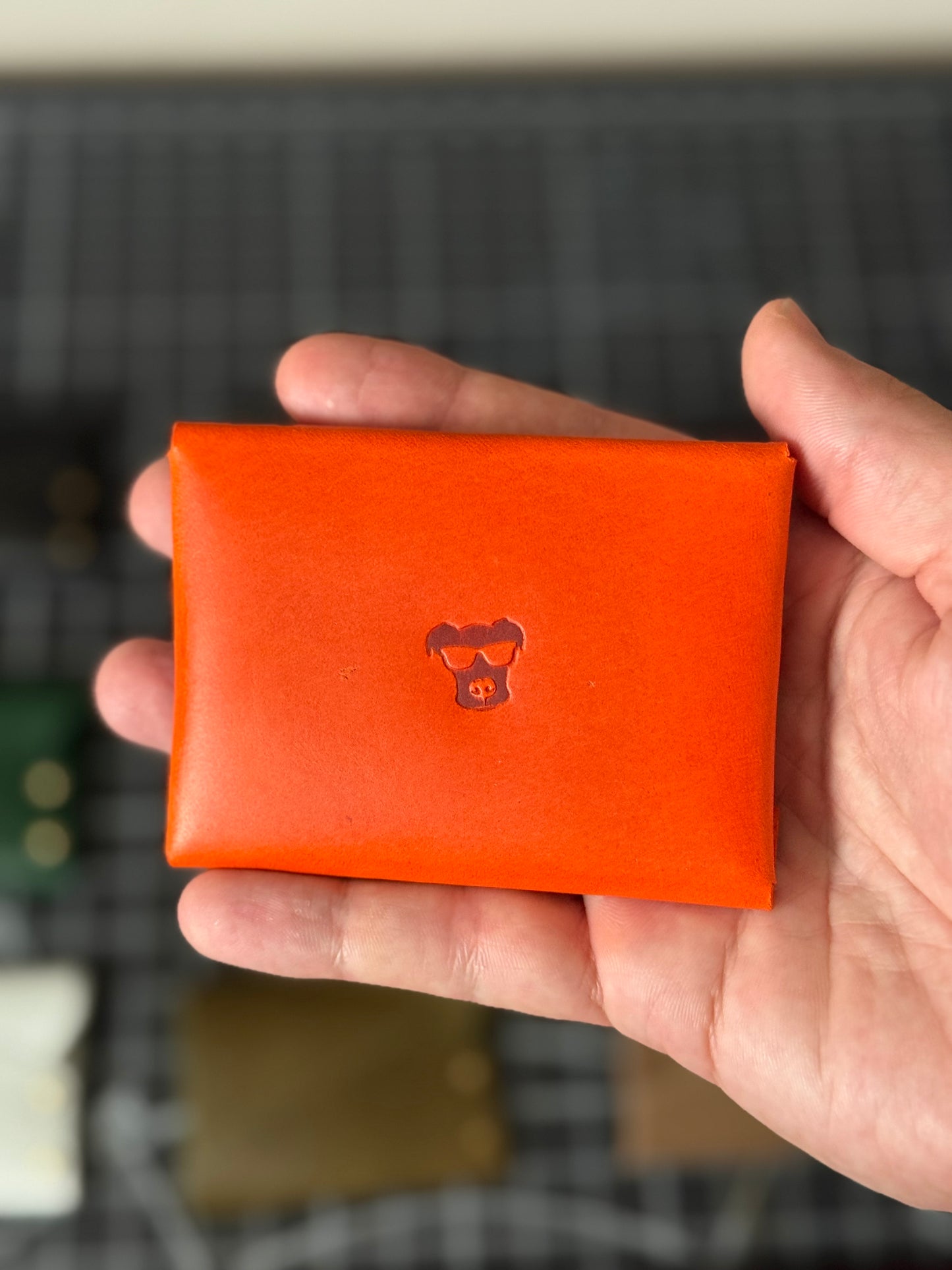 Doberman Wallet- Orange / Antique Brass