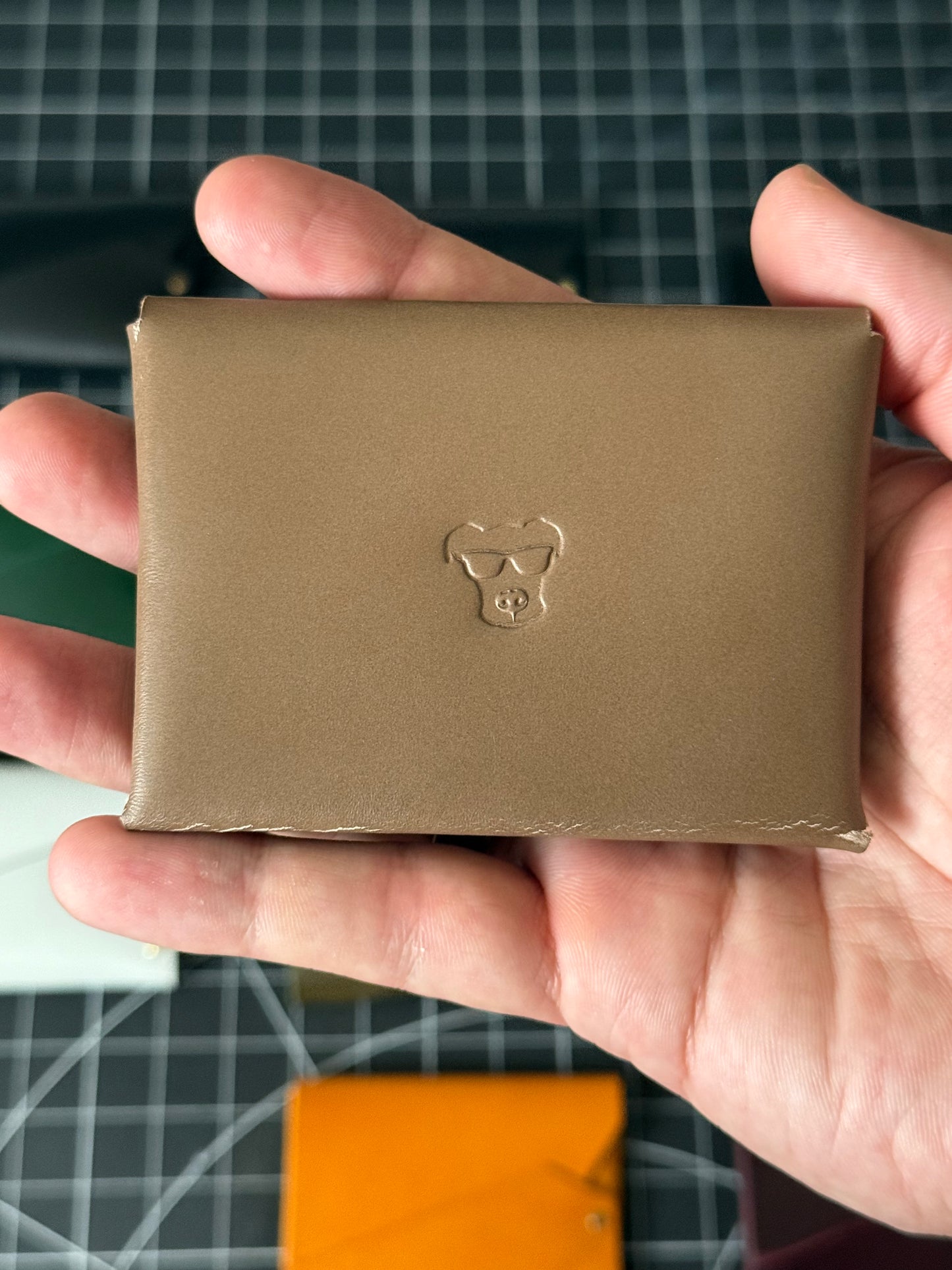 Doberman Wallet- Taupe / Antique Brass