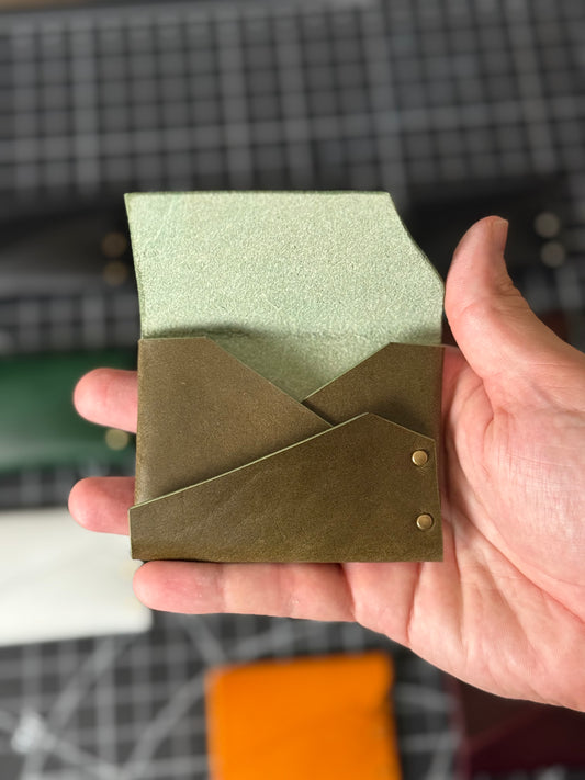 Doberman Wallet- Olive / Antique Brass