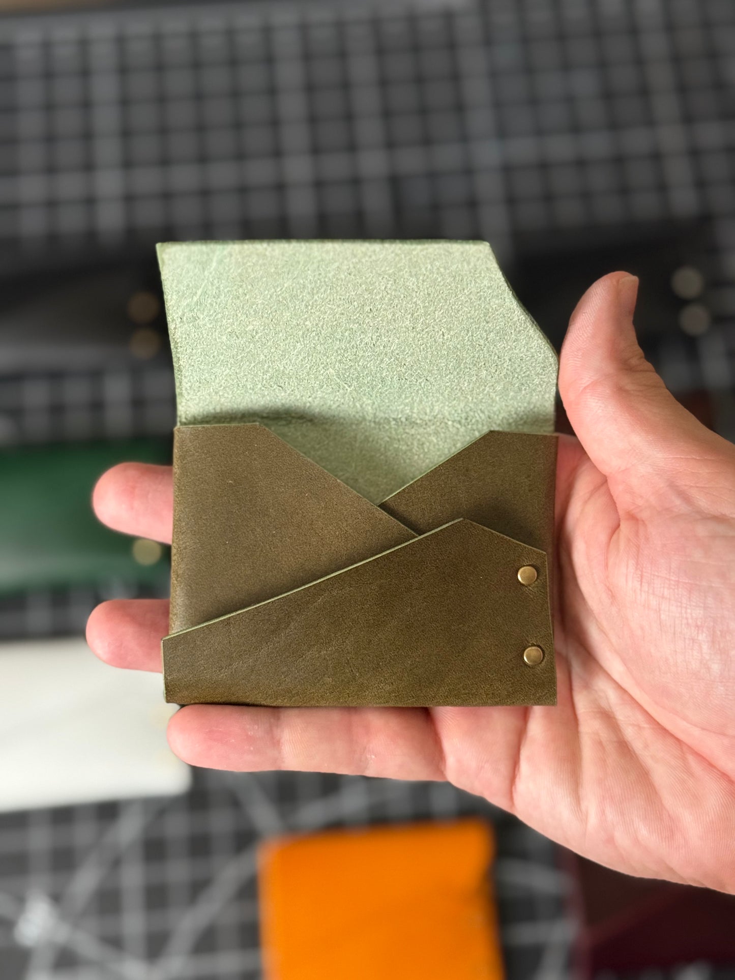 Doberman Wallet- Olive / Antique Brass