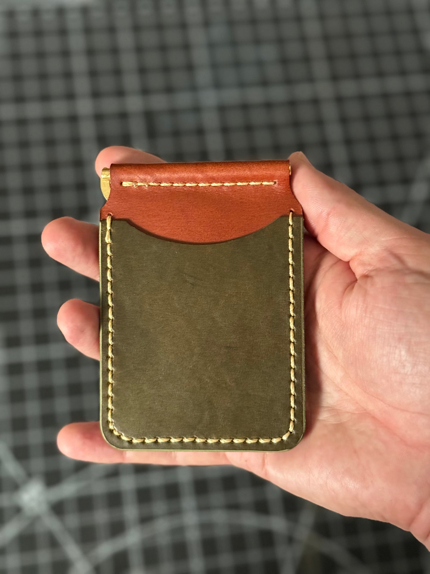 Boxer Wallet – Olive / Brown / Brass