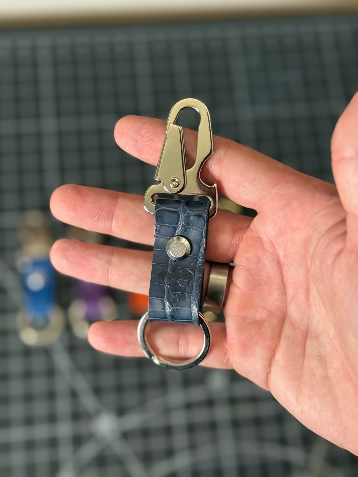 Retriever – Alligator Blue Italian Leather Keychain