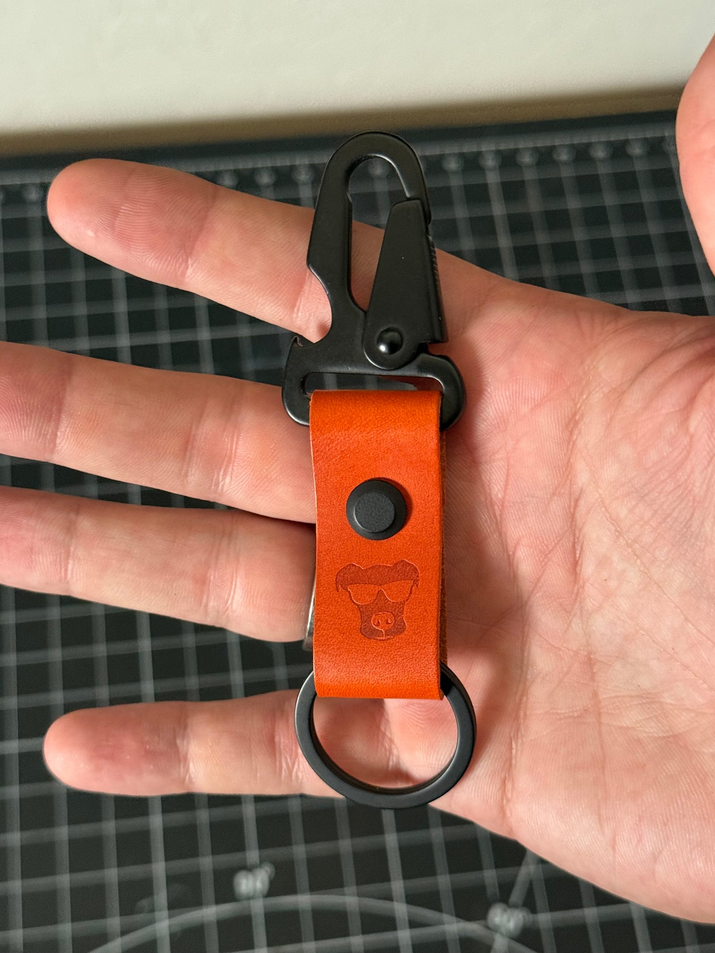 Retriever – Orange Italian Leather Keychain
