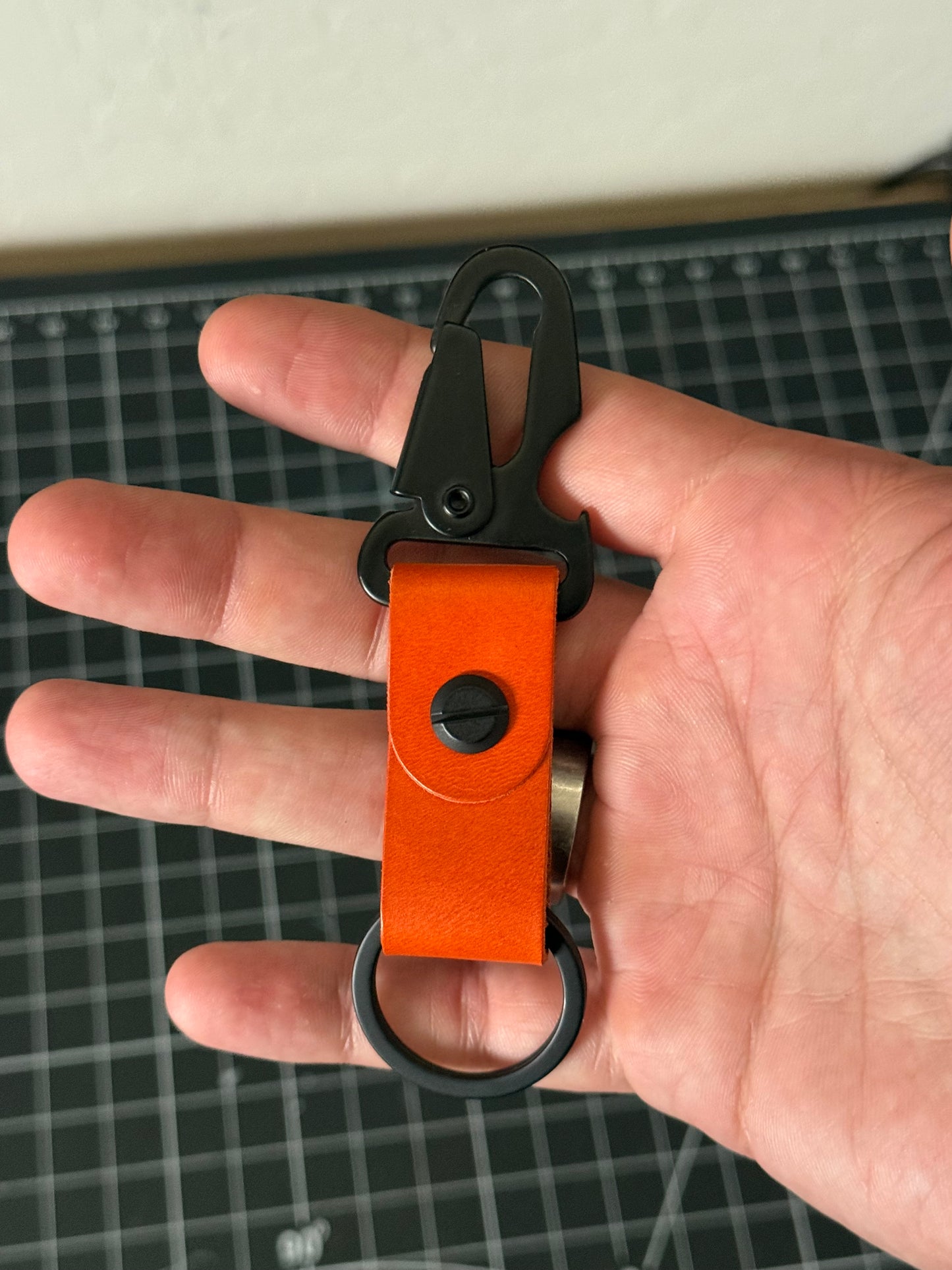 Retriever – Orange Italian Leather Keychain
