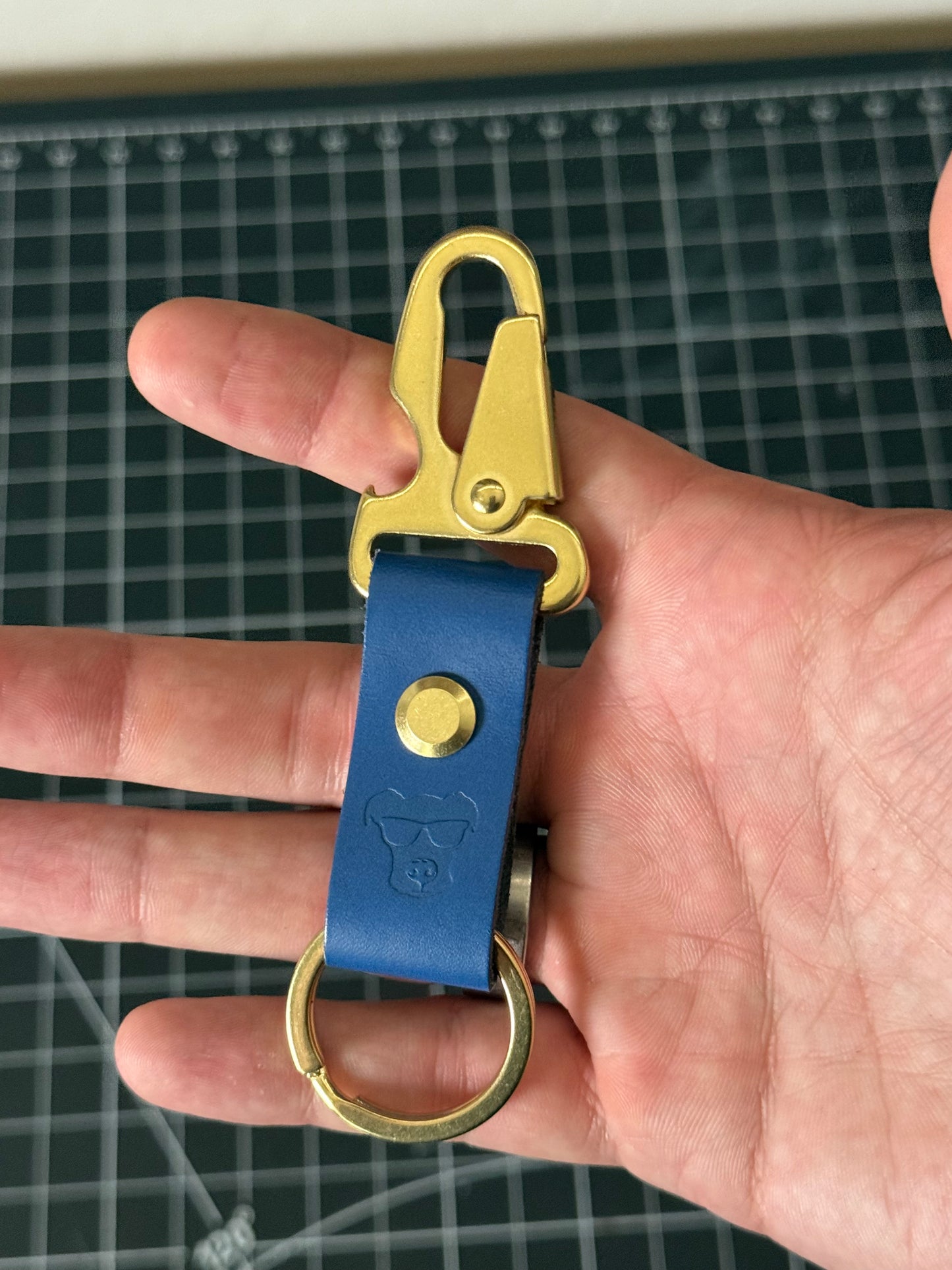 Retriever – Blue Italian Leather Keychain
