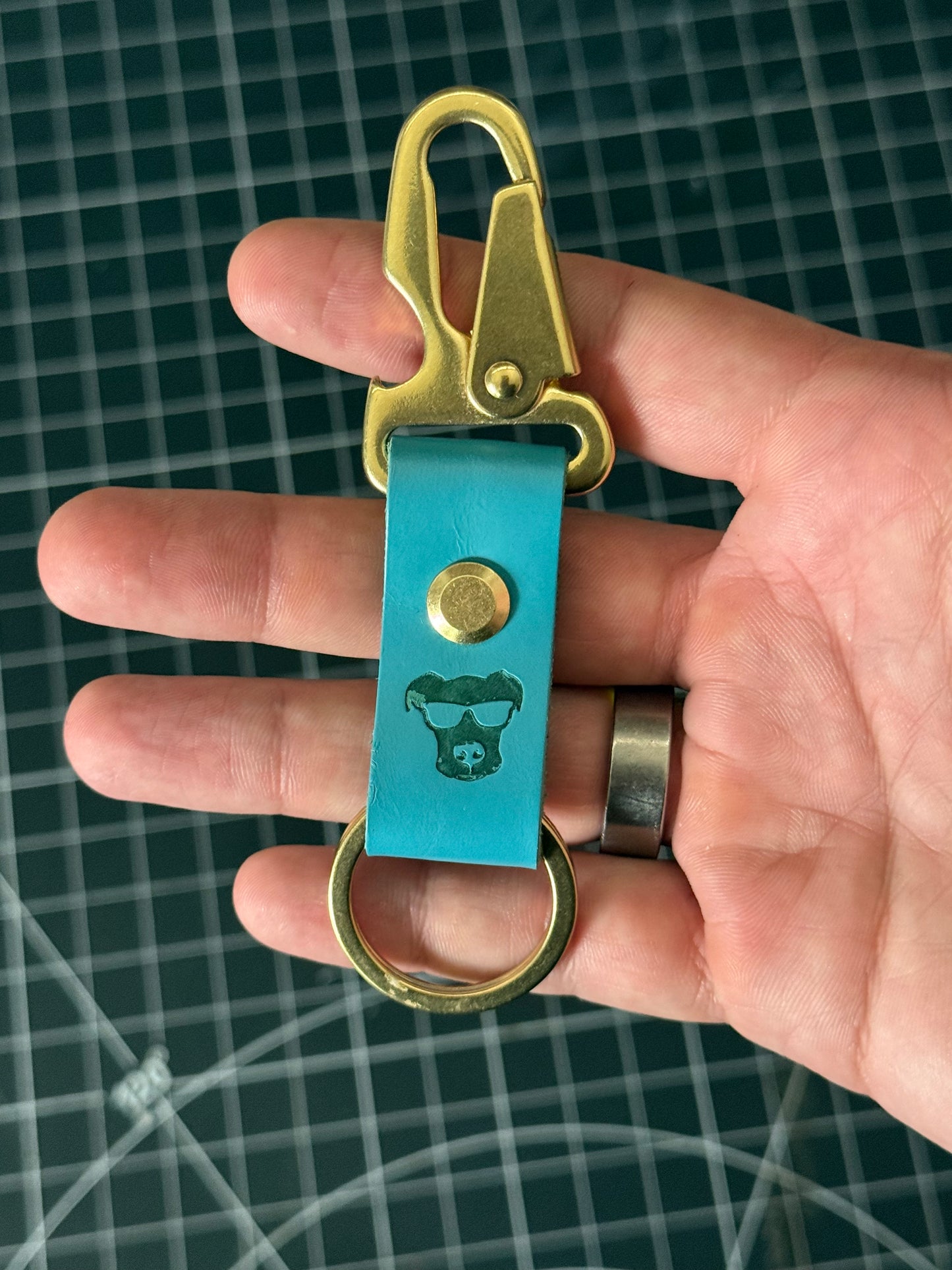 Retriever – Teal Italian Leather Keychain