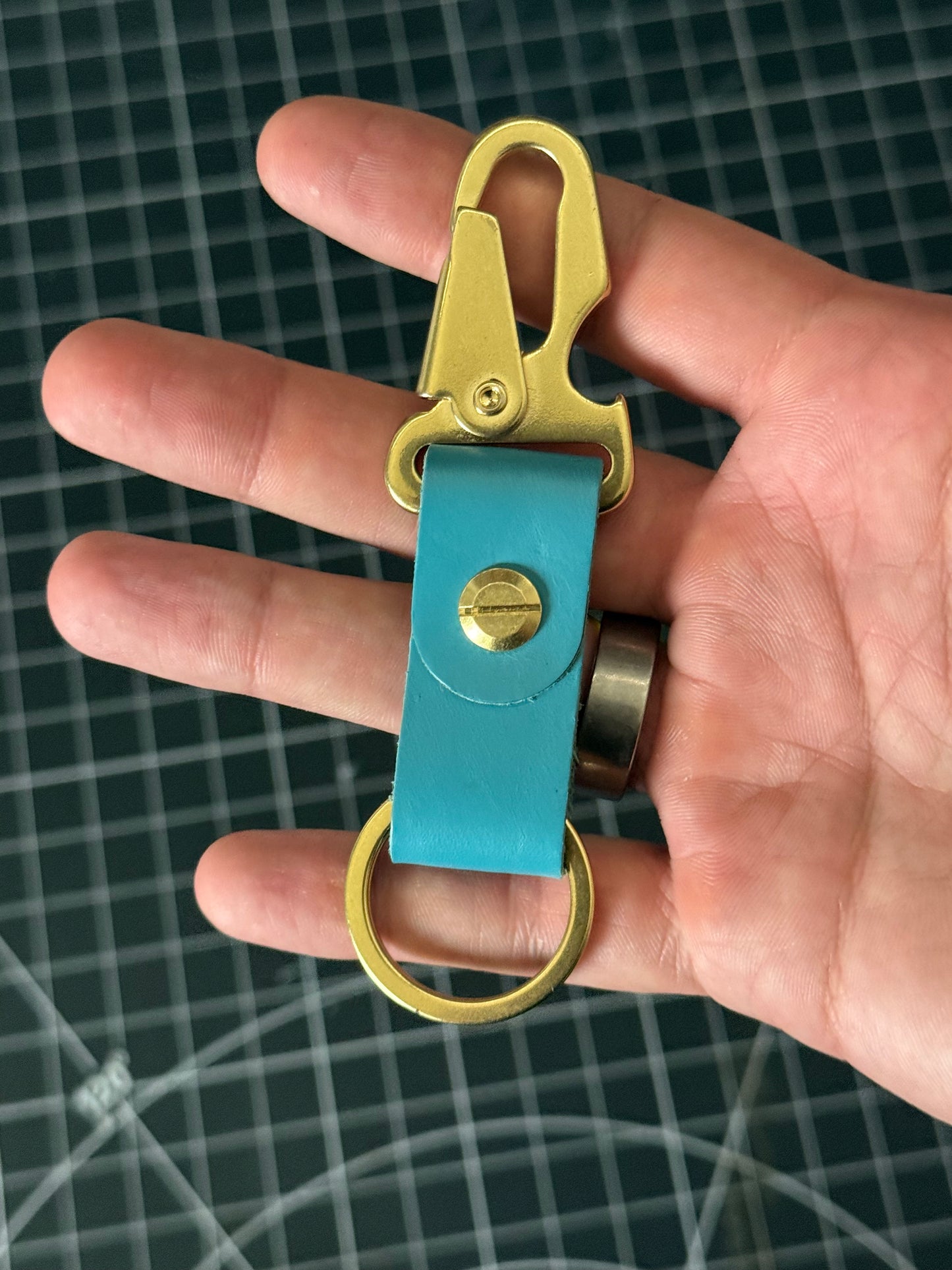 Retriever – Teal Italian Leather Keychain